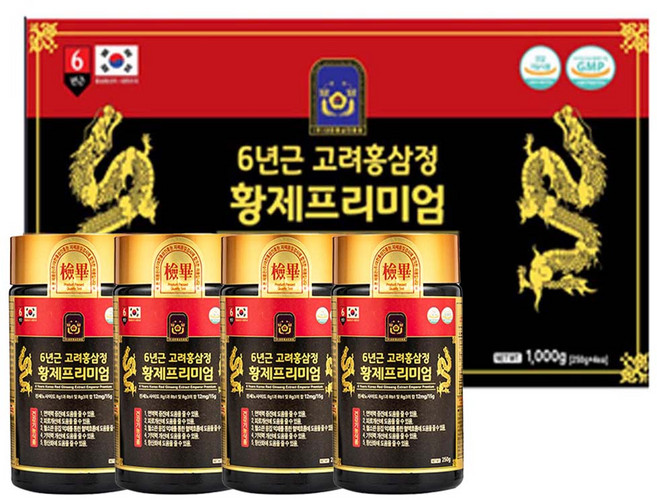 6년근 고려홍삼정 황제 프리미엄 골드 홍삼 액기스 진액 홈쇼핑, 8개, 250g