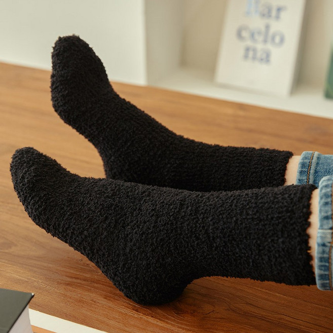 GGRN 3켤레 1묶음 100% 국산 남성 무지 수면양말 겨울양말 방한양말 수족냉증 보온 극세사 긴 롱 양털 발열양말