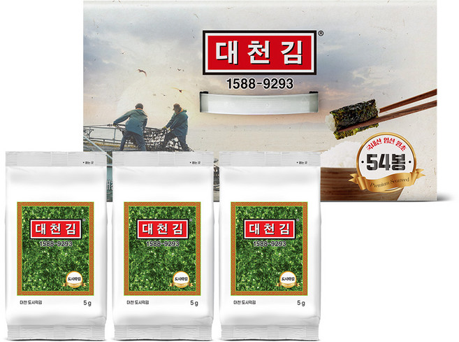 대천김 재래 도시락김, 5g, 54개