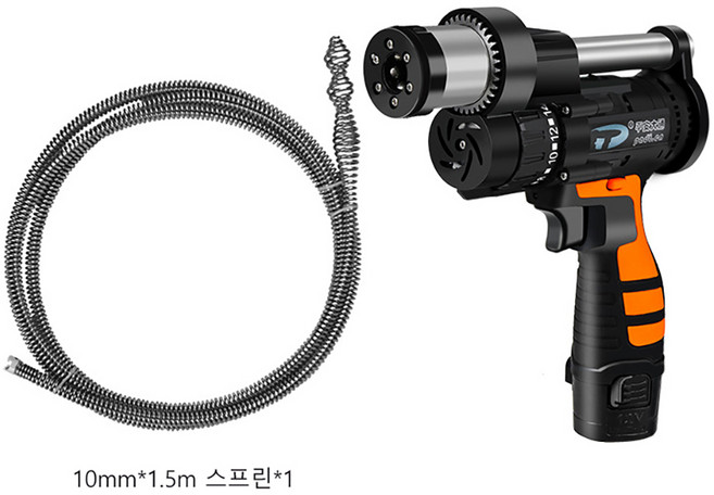충전식 하수구 뚫는기계 전동 스프링청소기 배관 하수도 막힘 전동관통기, 12V 1.5M