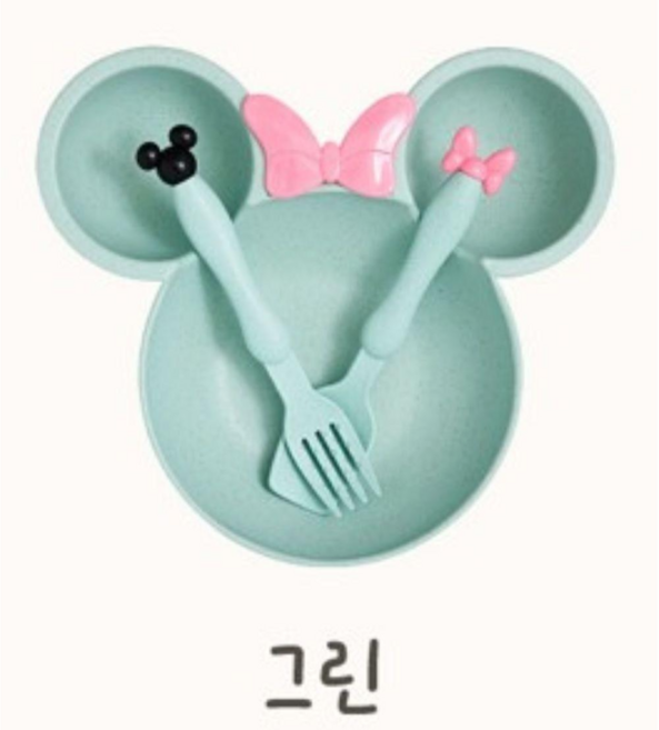 홍데이 어린이 식판 세트, 1개, 식기세트, 그린