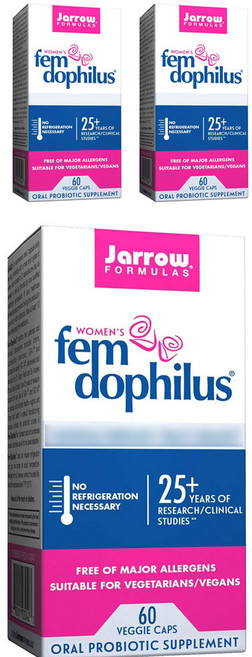 Jarrow FORMULAS 賈羅公式 女性專用 Fem-Dophilus 益生菌 10億 素食膠囊, 60錠, 3個