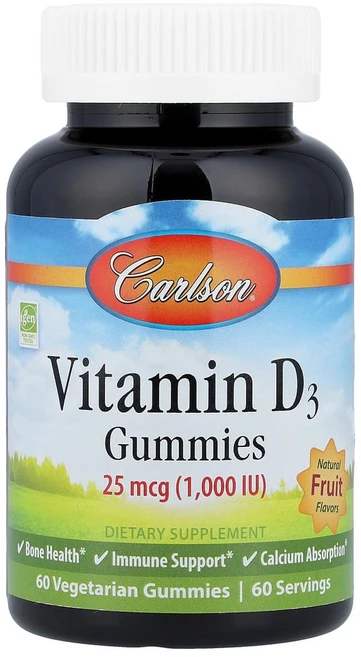 칼슨랩스 비타민 D3 구미젤리 천연 과일 향 1000IU 구미젤리 60개, 1개, 60회분 - 쿠팡