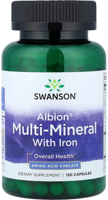 Swanson Albion® 철분 함유 멀티 미네랄 캡슐 120정 Swanson (스완슨), Swanson, Albion® 철분 함유 멀티 미네랄, 1개 - 쿠팡