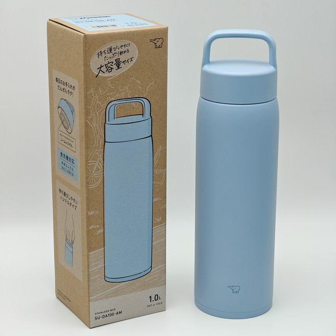 象印不銹鋼真空吊環保溫杯 SU-DA80 SU-DA100, 霜藍色AM, 1個, 1000ml