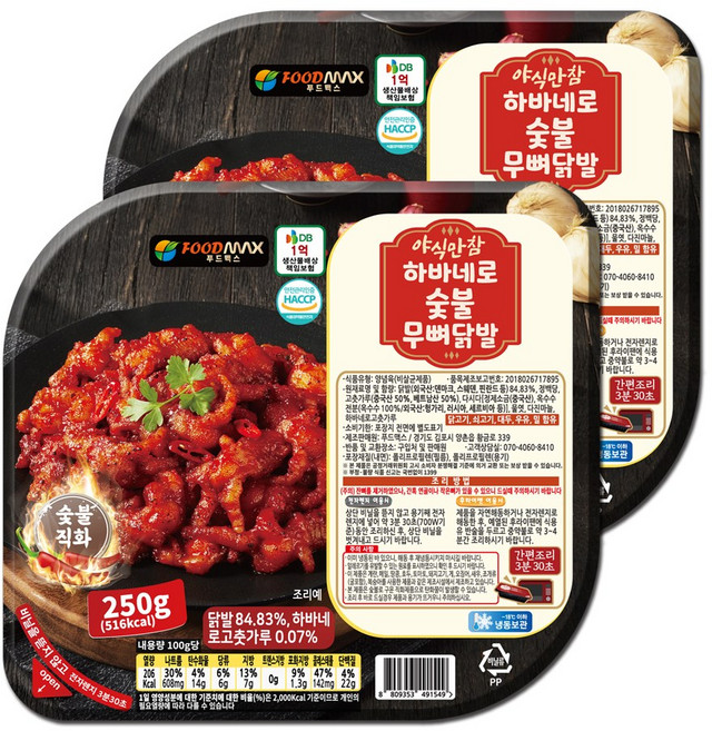 야식만참 하바네로 숯불무뼈닭발, 2개, 250g
