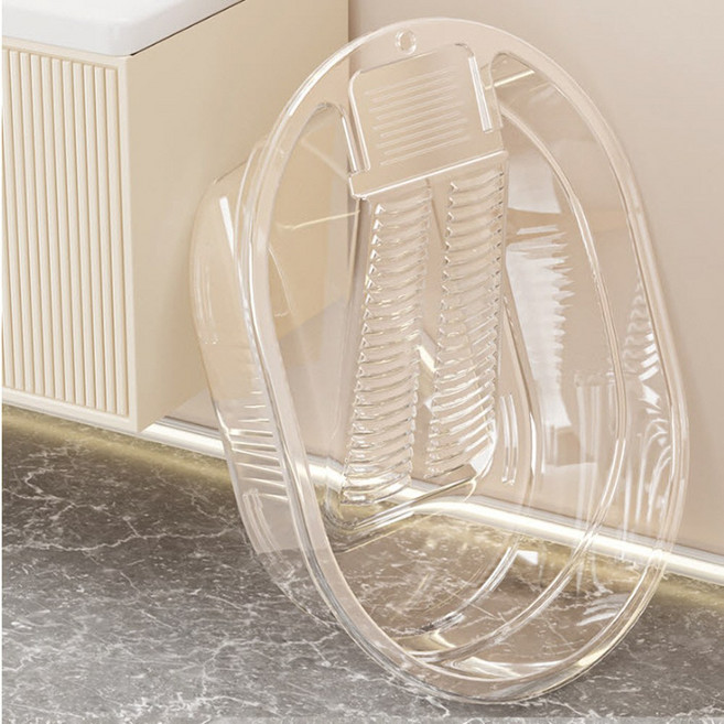 우아한클릭 일체형 손빨래 대야 빨래판, 투명, 1개