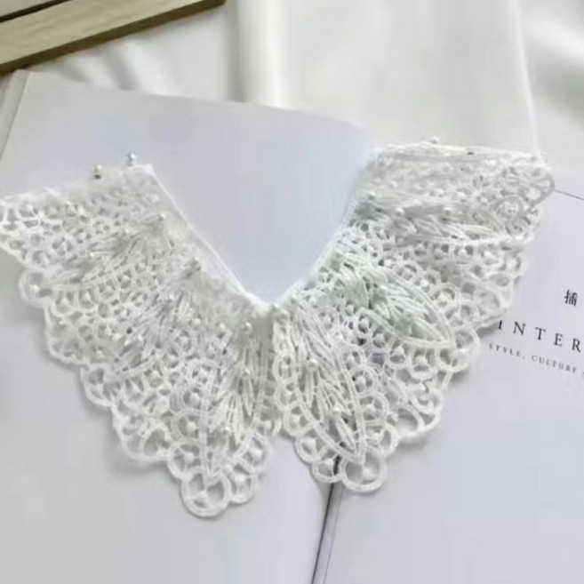 별하늘 여성 진주 펀칭 레이스 넥케이프