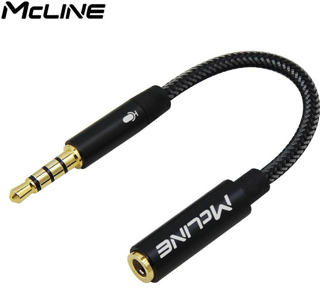맥라인 4극 마이크 변환 젠더 4극(TRRS) 3.5mm 숫 - 3극(TRS) 스테레오 암 연결 잭 (MC-A96), 1개