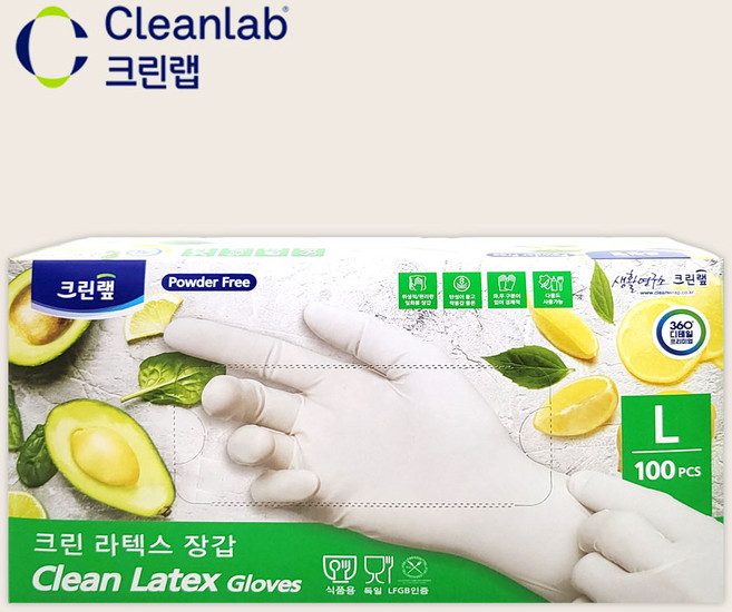 크린랩 라텍스장갑 요리 셰프 100매 중, 백색, 1개