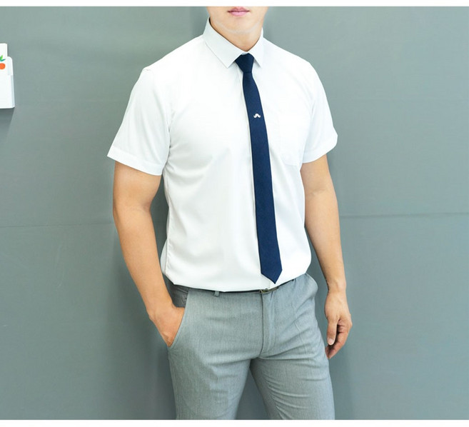 모달원단 기능성 부드러운 화이트 스판 긴팔 반팔 와이셔츠 RF1124