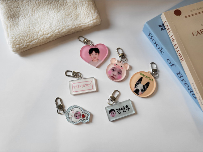 아크릴키링 5mm두께 투명 사진키링 주문제작 커플선물 어린이집선물 답례품 대량 소량, 링 추가, 원형, 1개