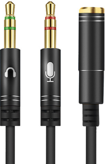 사운드판다 게이밍 PC연결용 이어폰 분배기, Y잭, 블랙