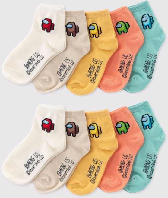 어몽어스 컬러 단목 아동 양말