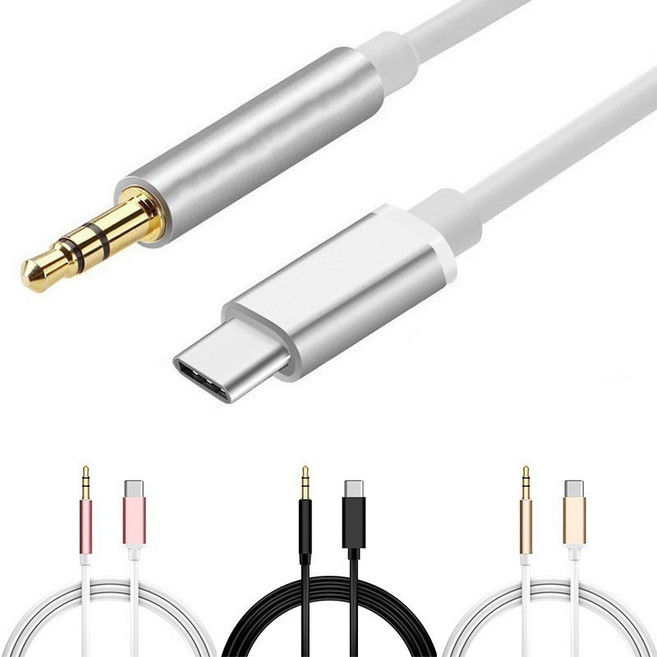 Type-C 轉 3.5mm 音源線 無損音質 穩定傳輸, 1個, type-c車載音頻線-tpe線材-銀色