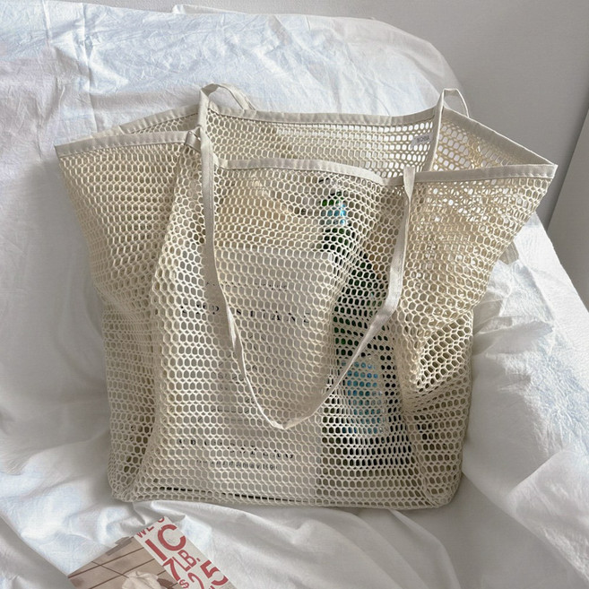 에브리테일 허니콤 여름 물놀이 메쉬백 비치 숄더백