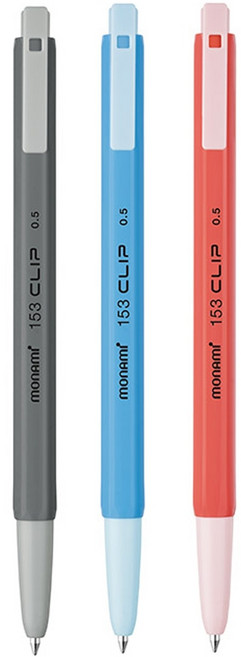 모나미 153 클립 0.5mm, 7개 혼합 (흑3+청2+적2), 1세트