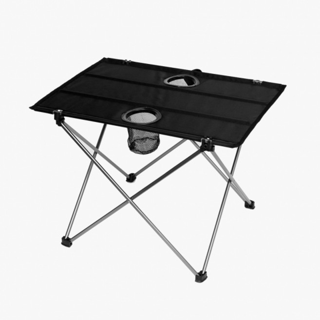 초경량 2구 컵홀더 캠핑테이블, 실버