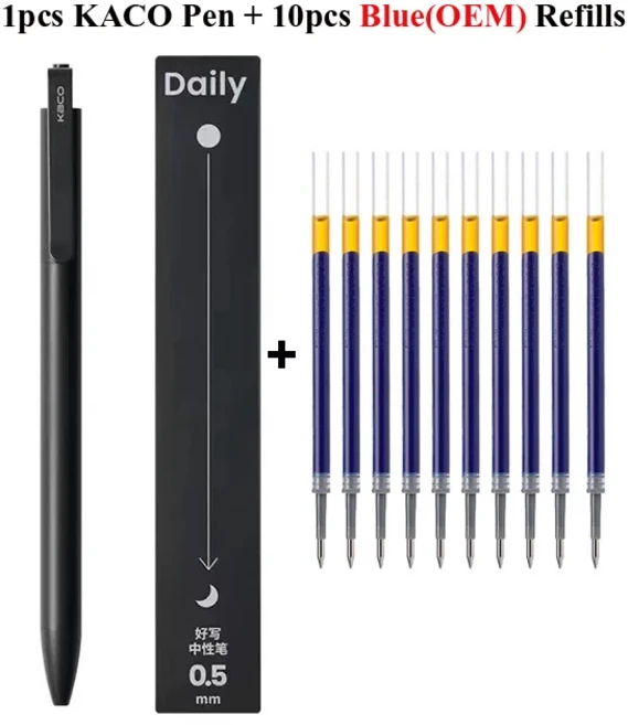 Kaco DAILY 젤 펜 0.5mm 총알 팁 서명 14세 이상를위한 생일 선물 손님 저널링 문구 사무용품, 05 Black OEM BU Ink