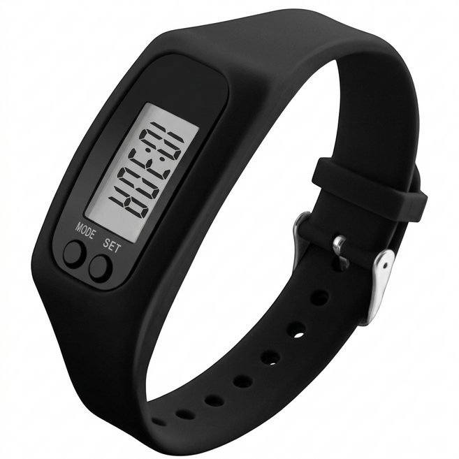 리빙셀렉션 디지털 경량 스마트 만보기 손목시계, 블랙, 1개