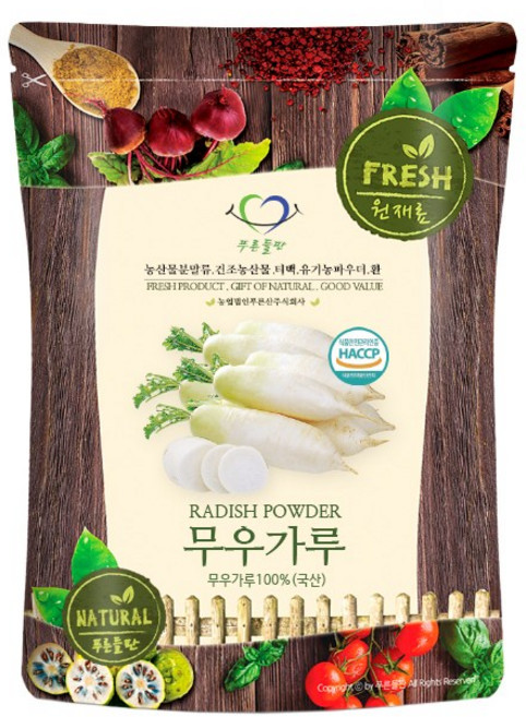푸른들판 국산 무우 가루 분말 HACCP, 500g, 1개