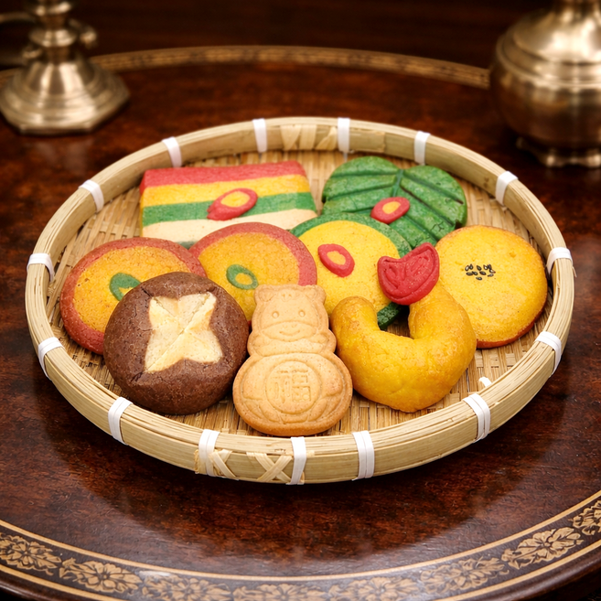 모둠전 바구니 수제 쿠키 세트 설날 추석 명절 선물 예약 답례 맞춤쿠키, 모둠전바구니세트, 1