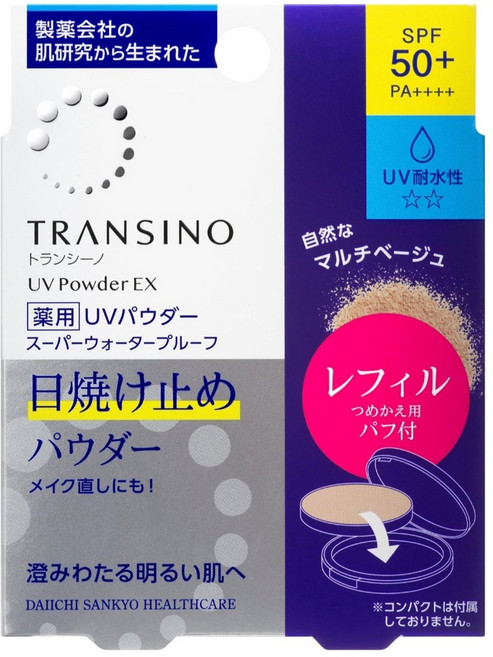 TRANSINO 藥用UV蜜粉餅EX版 SPF50+ PA++++, 1個, UV防曬蜜粉EX補充蕊 11g