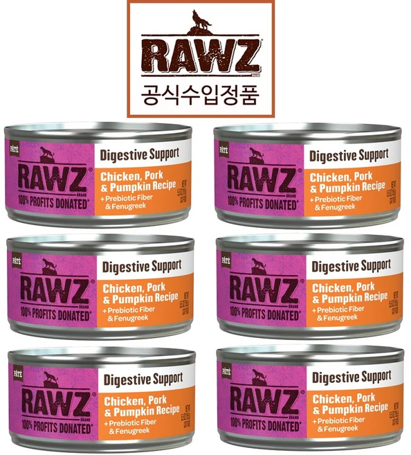 로우즈 파테 캣 캔 소화 서포트캔 치킨 돼지&호박 155g 6개 - 쿠팡