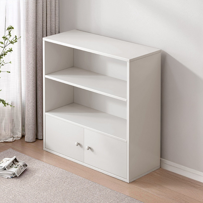 오아루 와이드 책장 다용도 수납 선반, 3단, 화이트