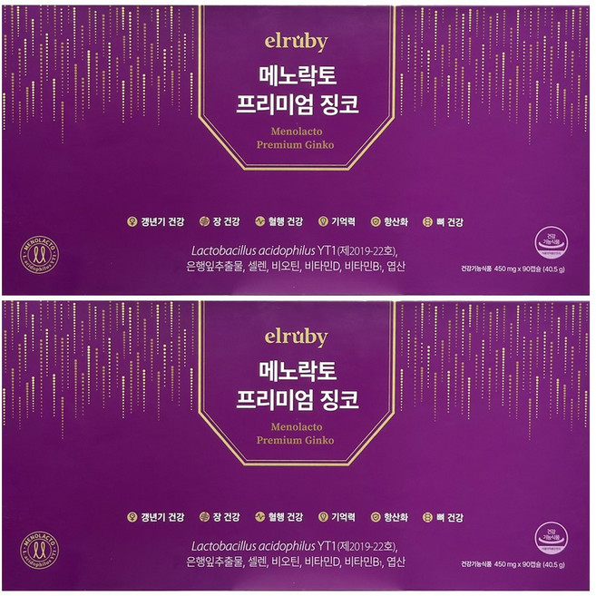 갱년기유산균 YT1 메노락토 프리미엄 징코 6개월+36일분, 30정, 1개