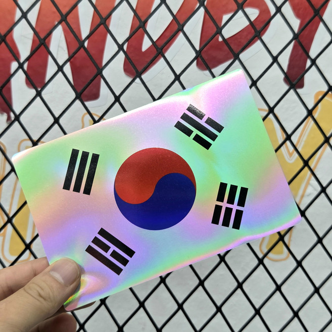 방수 태극기 스티커 2매 / 차량 캐리어 오토바이 부착용 / 일반 홀로그램, 2개, L 홀로그램 (14×9.3cm)