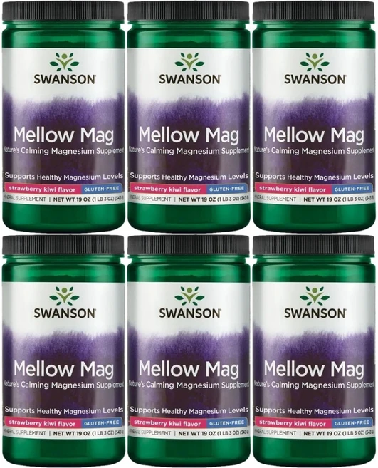 스완슨 Mellow Mag 고흡수 마그네슘 파우더 분말 딸기 키위, 6팩, 543g - 쿠팡