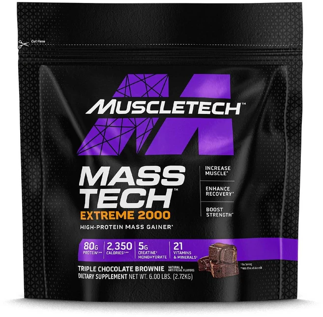 머슬태크 매스태크 익스트림 2000 트리플 초코 브라우니 파우더 분말 2.72kg, 1개 - 쿠팡