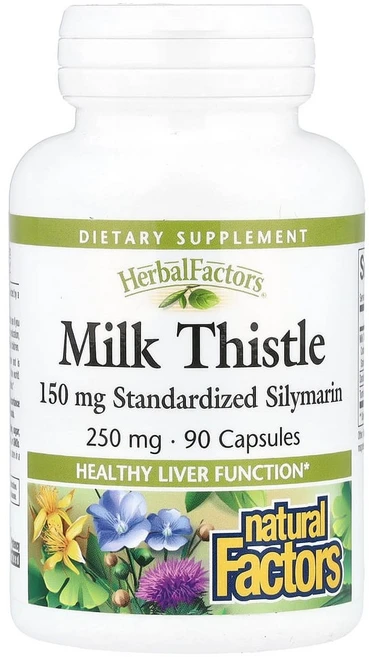 Natural Factors Milk Thistle 네추럴 팩터스 밀크씨슬 250mg 90캡슐, 기본, 1개, 90정 - 쿠팡