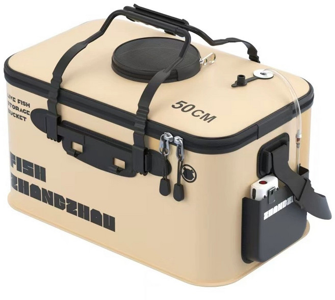 접히는 낚시 활어 물고기 해루질 두레박 보관통, 베이지