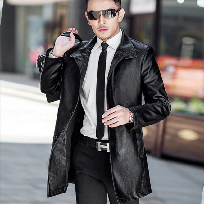 [Myshe]남자 패션 가죽 점퍼 롱 pu 자켓 Myshe qxz1205YCpu7