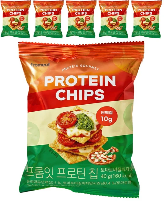 프롬잇 프로틴칩 토마토바질 피자맛, 6개, 40g - 쿠팡