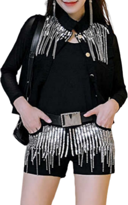 짧은 댄스복 행사 공연복 라틴 조끼 난타 고고 재즈 댄스 트로트 스팽클 아랑 반바지 장구