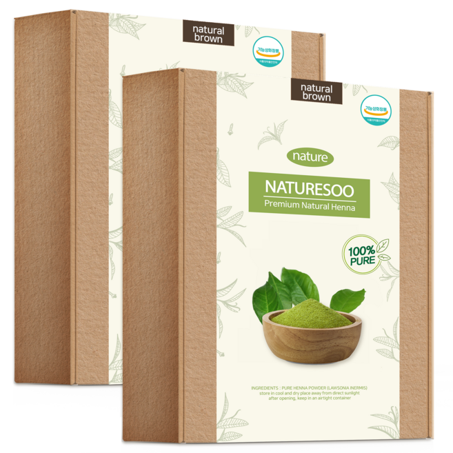 네이처수 천연 헤나염색약 100% 새치커버 8컬러, 네추럴브라운 (천연), 2개