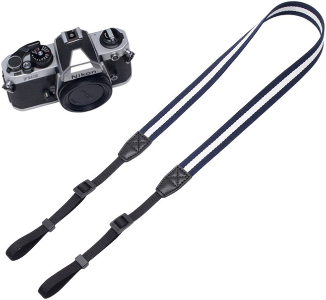 스냅케이스 카메라 스트랩 스트라이프, 1개, B 네이비-화이트