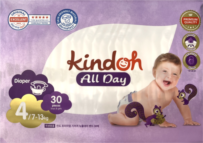 킨도 프리미엄 뉴올데이 밴드형 기저귀, 4단계, 30매