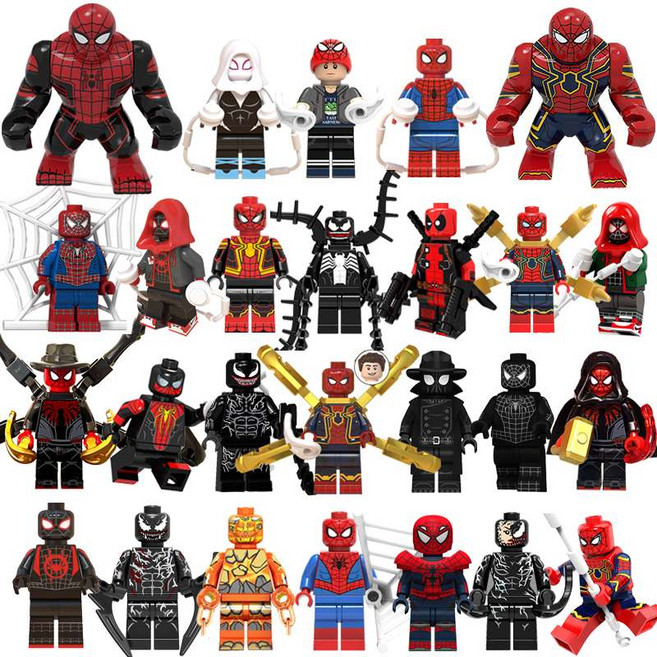 마블 스파이더맨 시리즈 조립 미니 피규어 호환 블록 26종, 1세트, 스파이더맨 세트 26종 세트