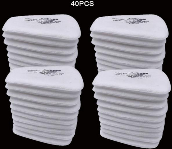 3M 시리즈 호흡기 6001 7502/6800 가스 마스크용 파티클 방지 5N11 코튼 필터 리테이너 용품 교체, 40개