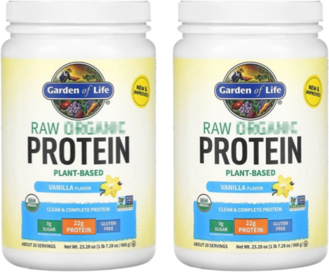 RAW 프로틴 유기 단백질 Protein 바닐라 660g 가든오브라이프 2통, 2개