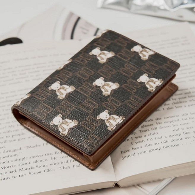 [국내백화점] 닥스 [DAKS BEAR] 브라운 패턴 소가죽 카드지갑