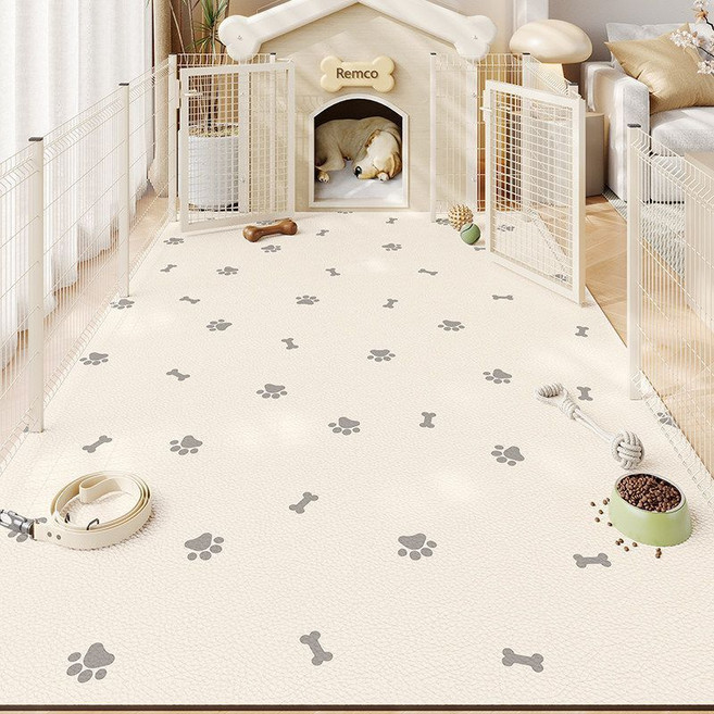 강아지 방수매트 거실 복도 가죽 매트 절단 가능 미끄럼방지 애견매트, 1개, 크림색