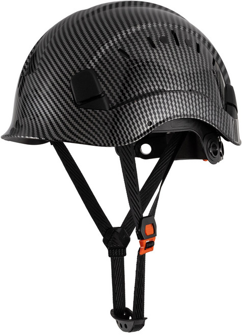 LOEBUCK 카본파이버 미국식 작업용 안전모 보호고글 일체형, 1개, 카본파이버 광택 블랙 단독 안전모