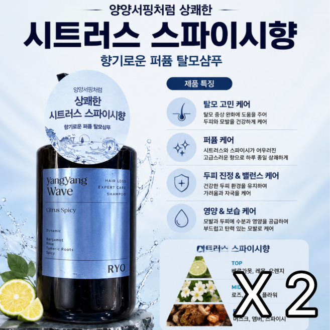 려 자양윤모 양양파도 샴푸, 585ml, 2개