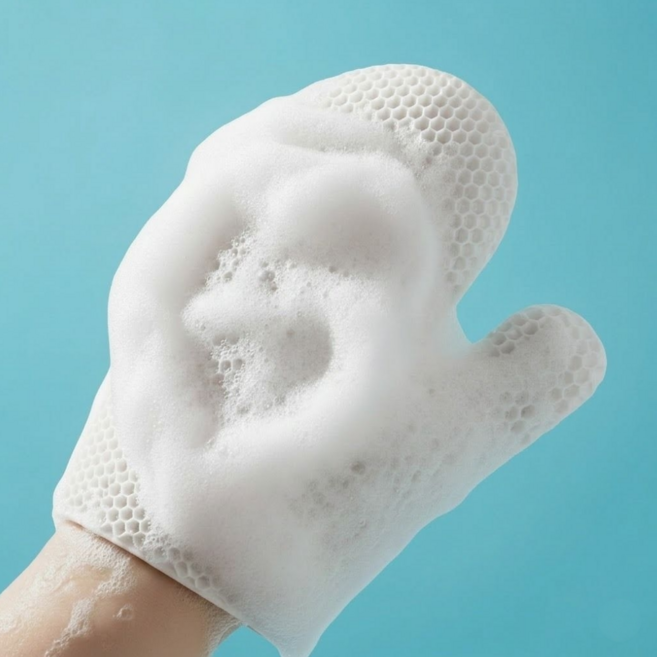 MEWPOP 벌집 샤워글러브 TPU 바디케어 스크럽 목욕타올 샤워장갑, 1개, 1개입, 화이트