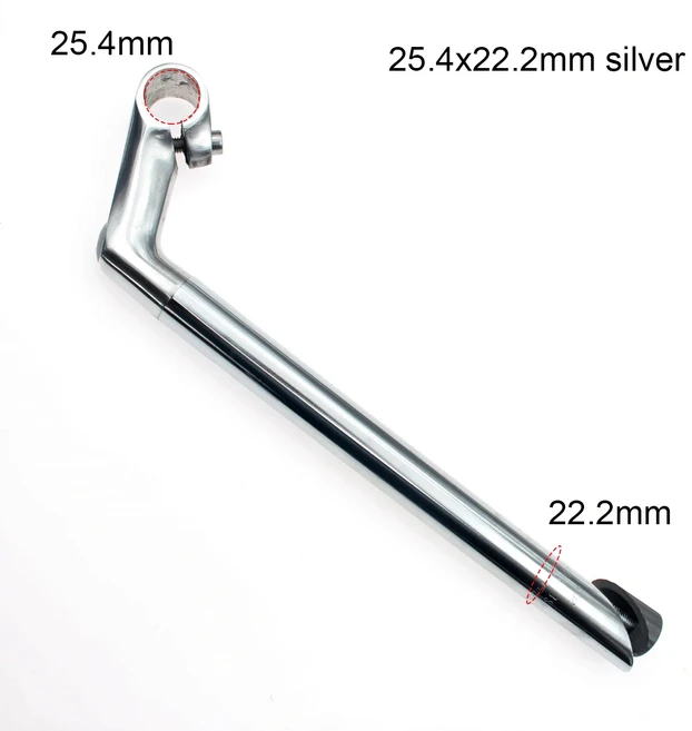 자전거 핸들 바 스템 구즈넥 디자인 고정 기어 도로 알루미늄 스틸 라이저 액세서리 부품 25.4mm * 22.2, 02 25.4x22.2mm silver, 1개